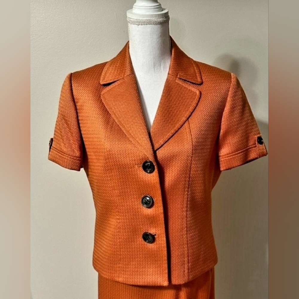 Tahari Women's Orange Short Sleeve Blazer